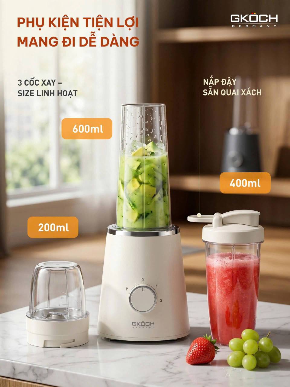 MÁY XAY ĐA NĂNG ĐỂ BÀN GKÖCH B25 màu Kem
