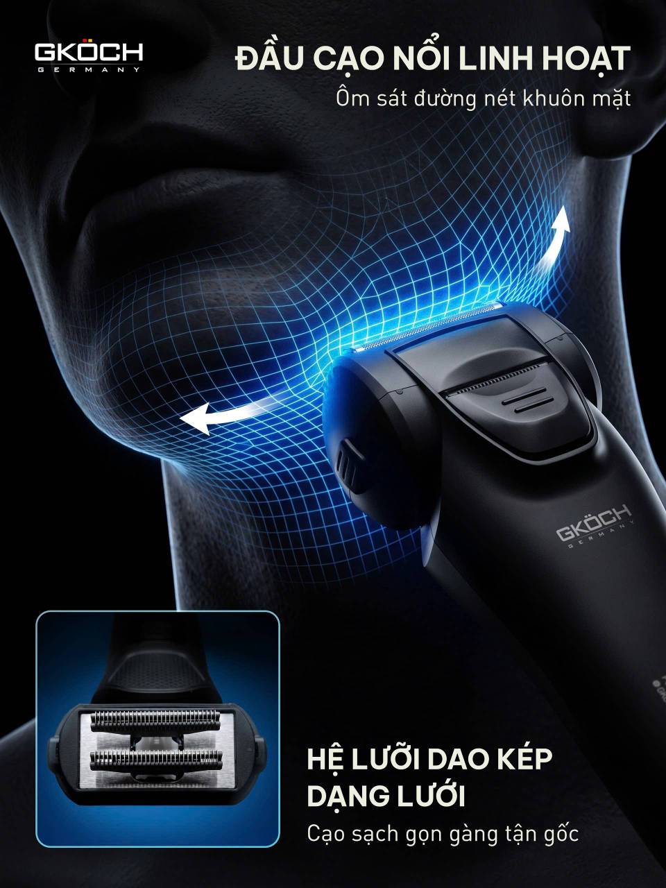 🪒🪒 MÁY CẠO RÂU ĐIỆN GKÖCH PRECISION FOIL SHAVER V-939