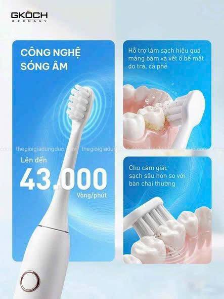 🪥🪥 BÀN CHẢI ĐIỆN SÓNG ÂM GKÖCH K5🇩🇪🇩🇪Màu xanh