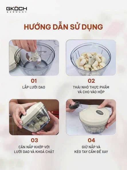 DỤNG CỤ XAY TỎI ỚT GKÖCH – 400ML
Màu Kem