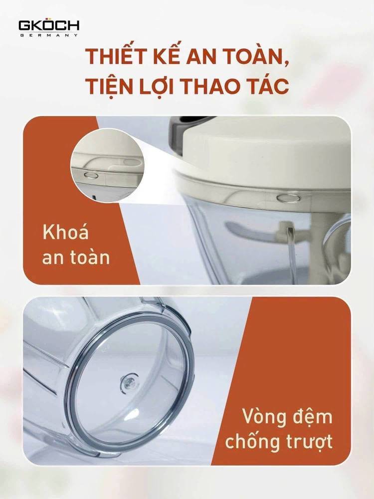DỤNG CỤ XAY TỎI ỚT GKÖCH – 400ML
Màu Kem