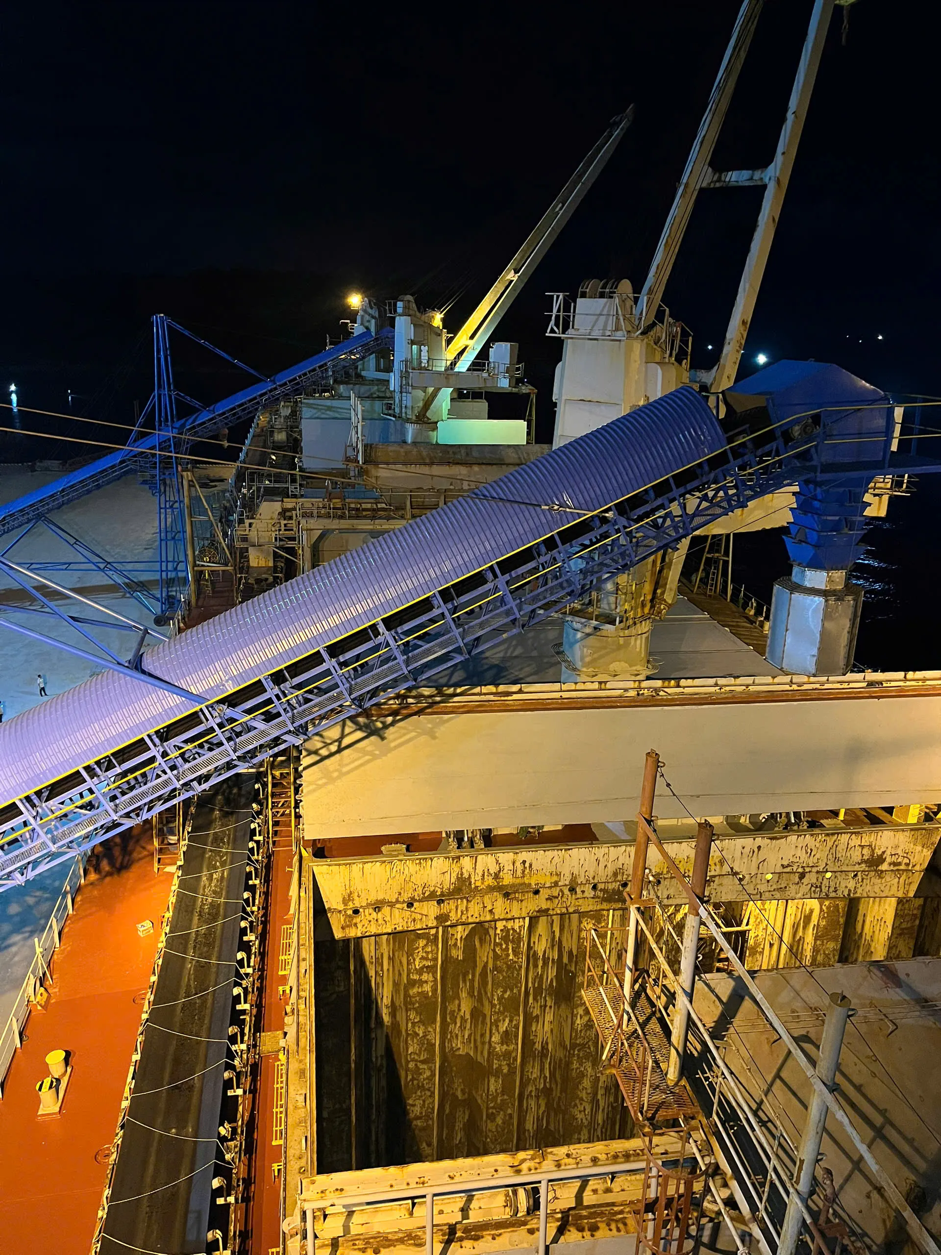 Hầm chứa dăm gỗ khi bốc hàng từ bãi lên tàu