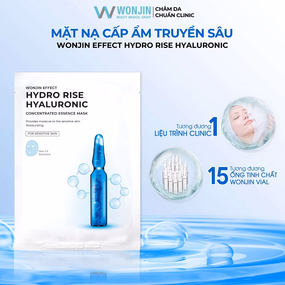 Hộp 10 miếng Mặt Nạ Wonjin Cấp Ẩm Chuyên Sâu 30g Effect Hydro Rise Hyaluronic Concentrated Essence Mask