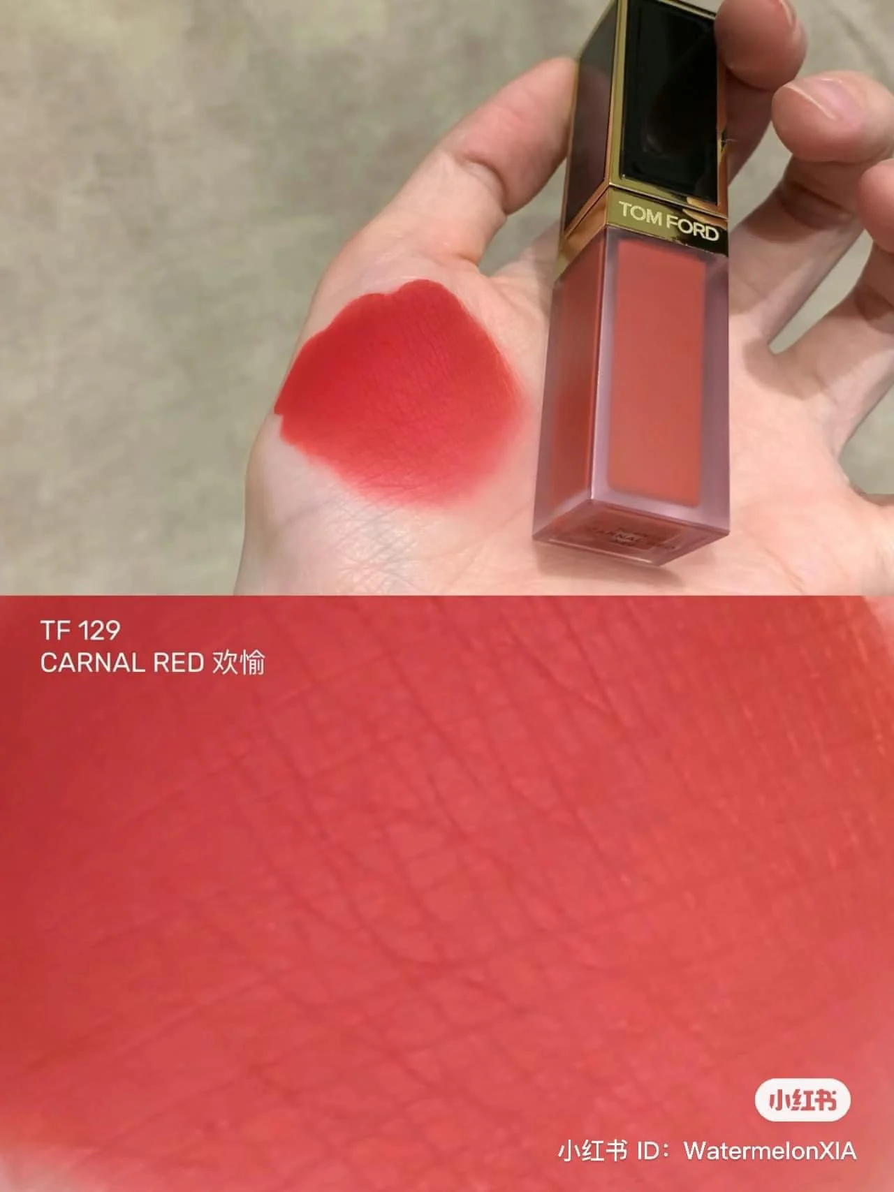 Son Kem Tom Ford Liquid Lip Luxe Matte 129 Carnal Red – Màu Đỏ Cam