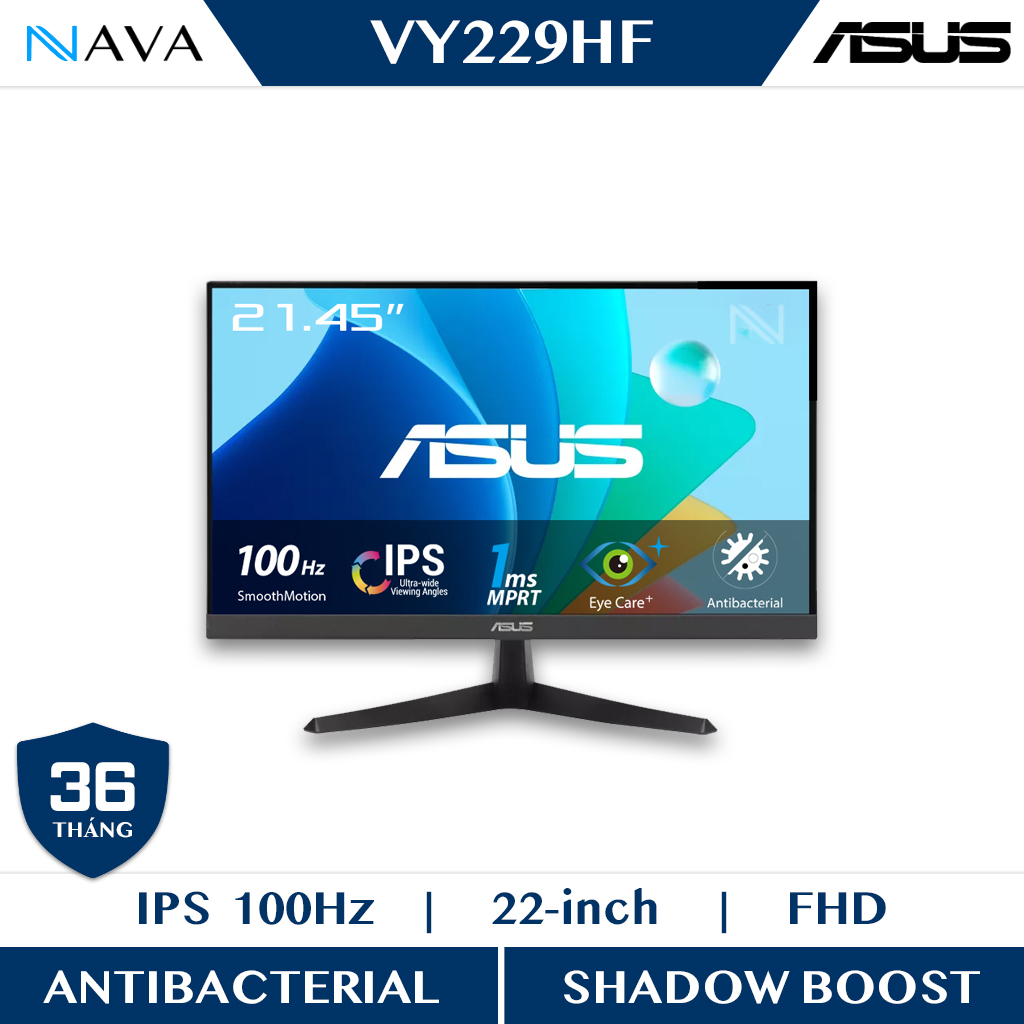 Màn hình ASUS VY229HF 22 inch IPS Full HD 100Hz cho mini PC văn phòng