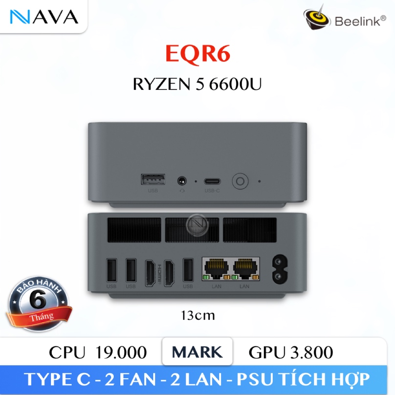 Mini PC Beelink EQR6 AMD Ryzen 5 6600U RAM 24GB LPDDR5