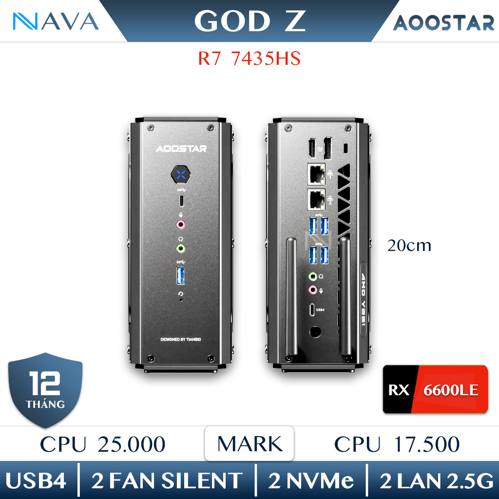Mini PC AOOSTAR GOD Z với card đồ họa Radeon rời