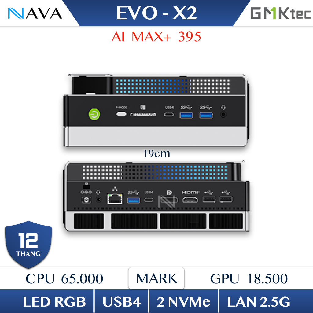 Mini PC GMKtec EVO X2 Ryzen AI Max+ 395 Radeon 8060S RAM 64GB