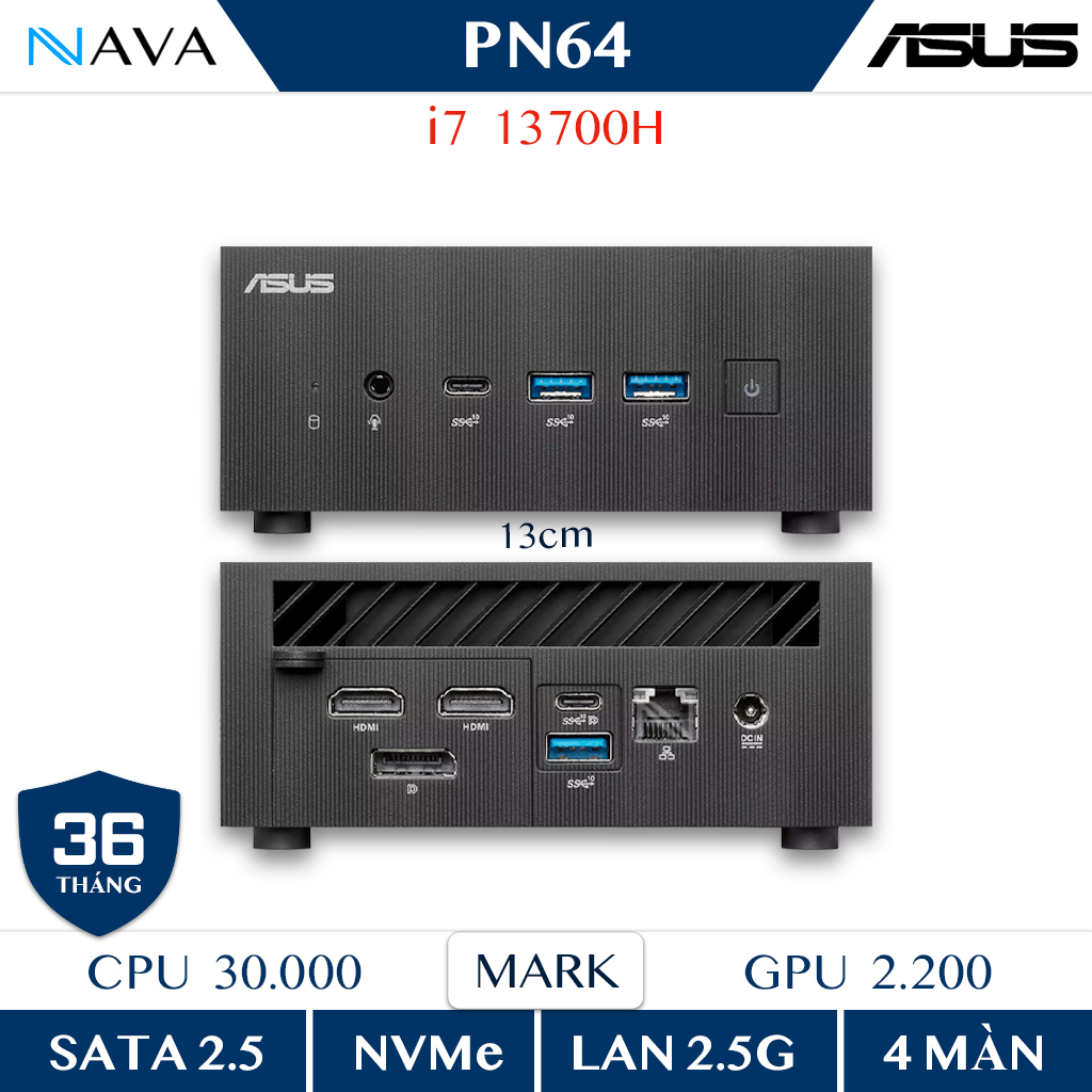 mini pc asus expertcenter pn64 b s7208md pz01 i7 13700h ddr5 nvme may tinh van phong hieu nang manh me nho gon di dong cao