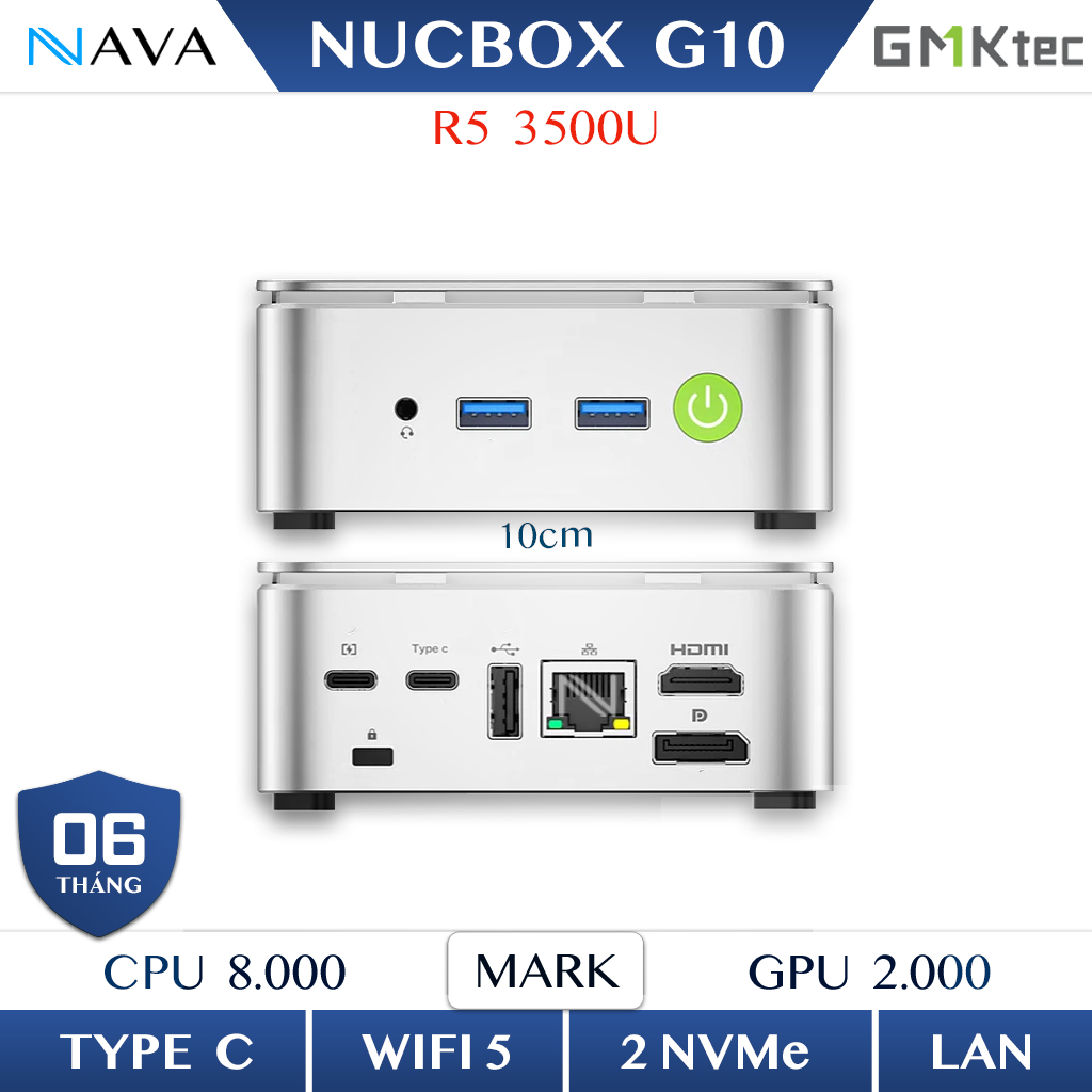 Mini PC GMK NUCBOX G10 Ryzen 5 3500U dựng sẵn 16GB RAM 512GB SSD