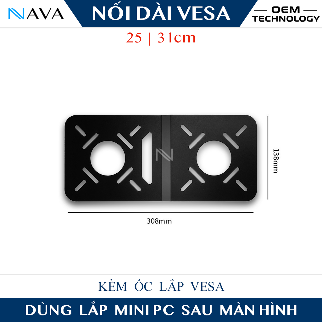 Giá treo VESA nối dài để tích hợp Mini PC và tay arm màn hình
