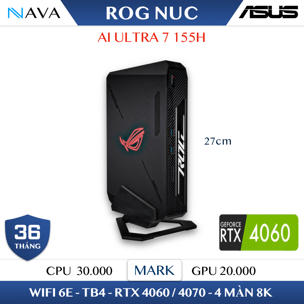 mini pc asus rog nuc 970 intel core ultra 7 rtx 4060 8gb rnuc14srku7168a1i