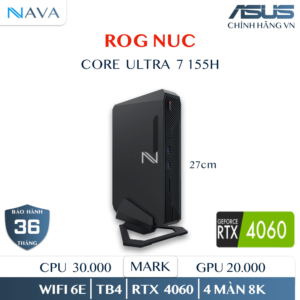 mini pc asus rog nuc 14 performance intel core ultra 7 rtx 4060 8gb rnuc14srku710001i