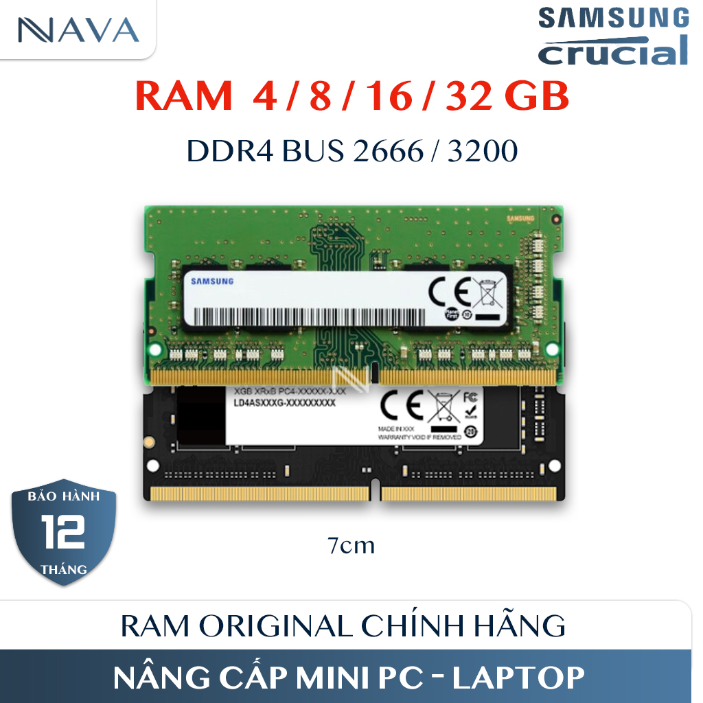 RAM DDR4 SO-DIMM Samsung Crucial Hynix cho Mini PC Laptop