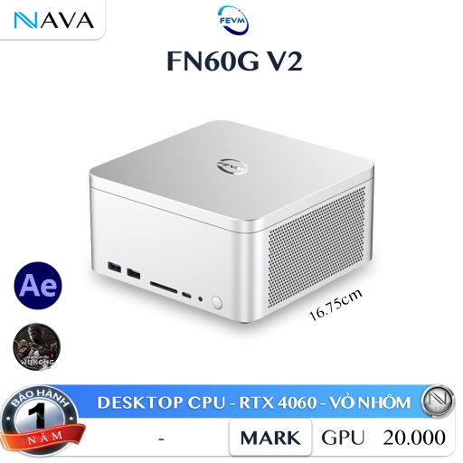 Mini PC FEVM FN60G V2 hỗ trợ gắn GPU rời qua khe PCIe