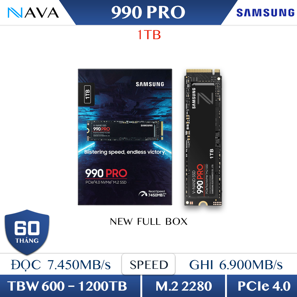 SSD 1TB Samsung 990 PRO chuẩn NVMe M.2 2280 PCIe 4.0 x4