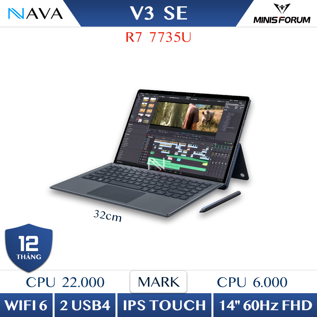 Tablet Minisforum V3 SE AMD Ryzen 7 7735U Máy Tính Bảng Windows 3 Trong ...