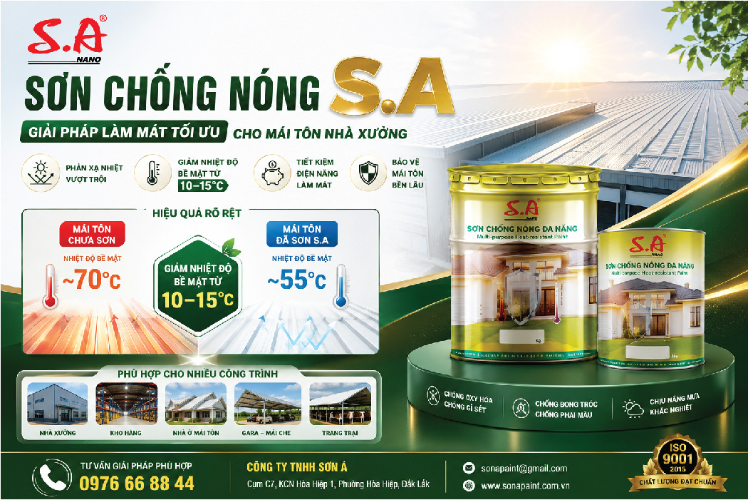 GIẢI PHÁP CHỐNG NÓNG MÁI TÔN NHÀ XƯỞNG HIỆU QUẢ VỚI SƠN Á