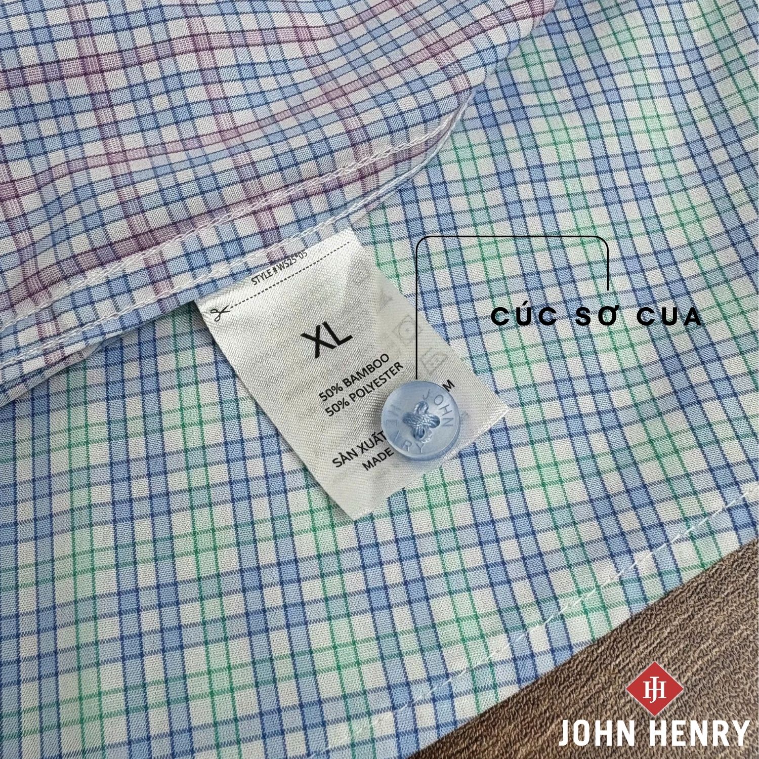 Áo Sơ Mi Nam Tay Ngắn John Henry họa tiết WS25SS05T-SDBB