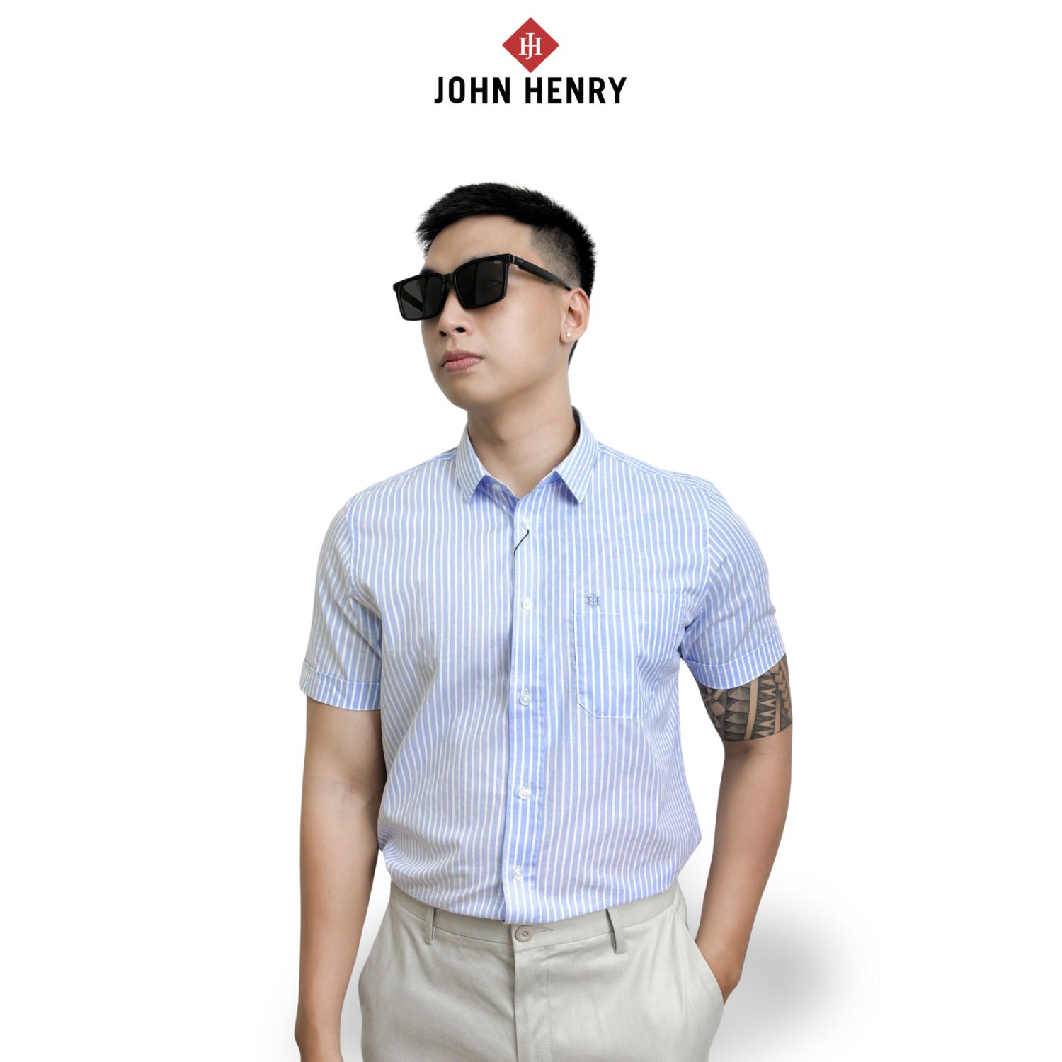 Áo Sơ Mi Nam Tay Ngắn họa tiết, lịch lãm, thời thượng WS25FH100T-SD