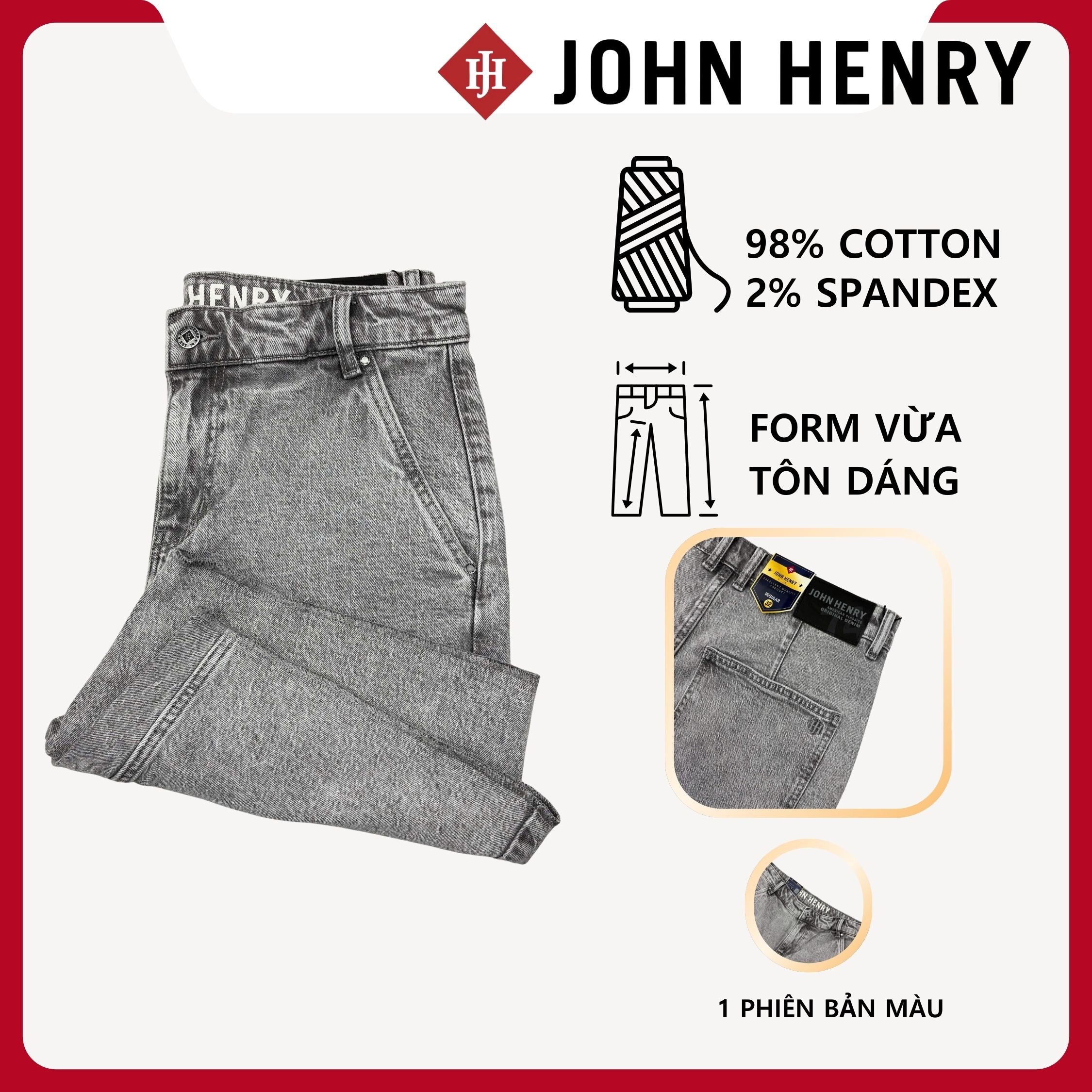 Quần Short Jean Nam John Henry Trẻ Trung Năng Động SP26SS03C-AKJN