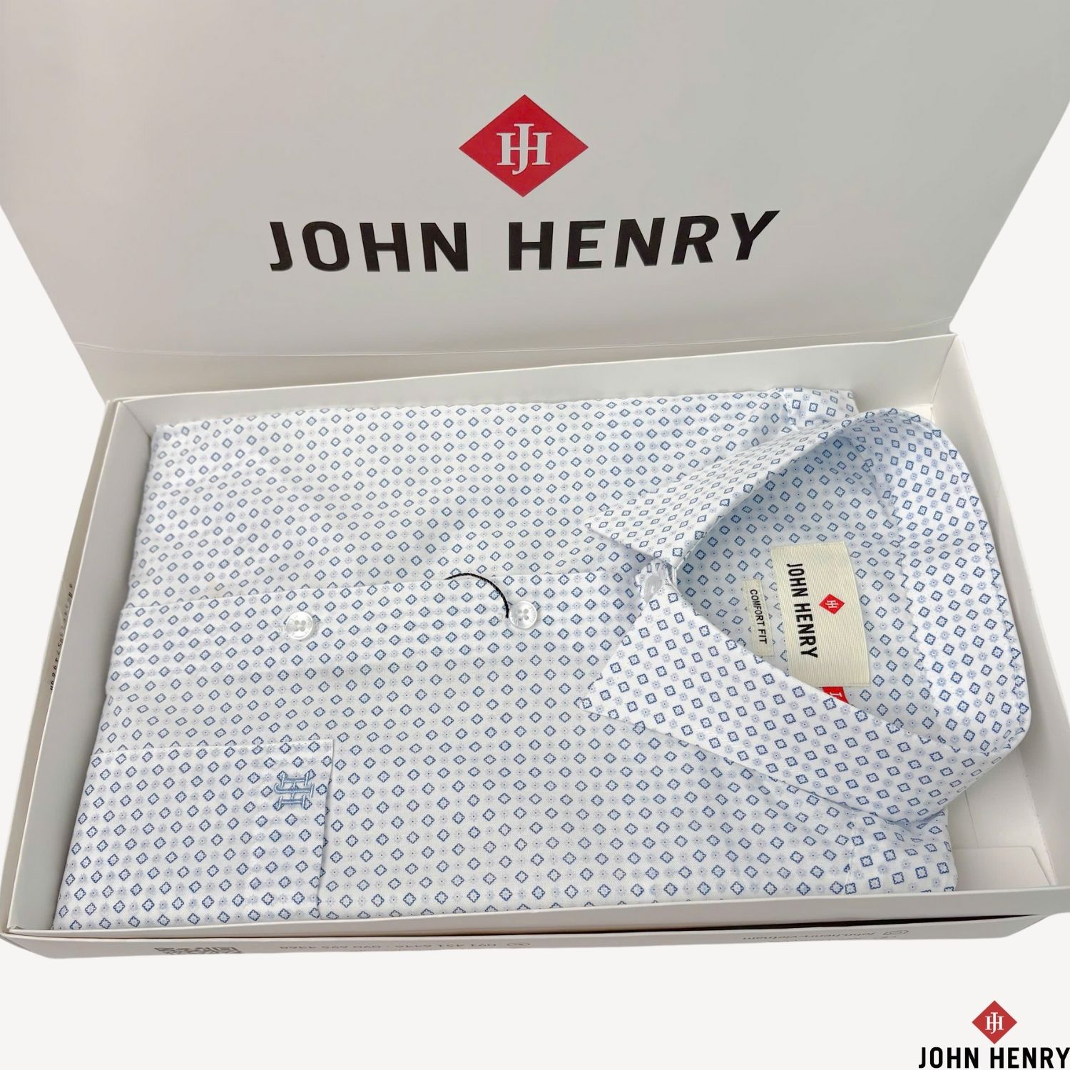 Áo Sơ Mi Nam Ngắn Tay John Henry Họa Tiết Form Ôm WS25SS56P-CF
