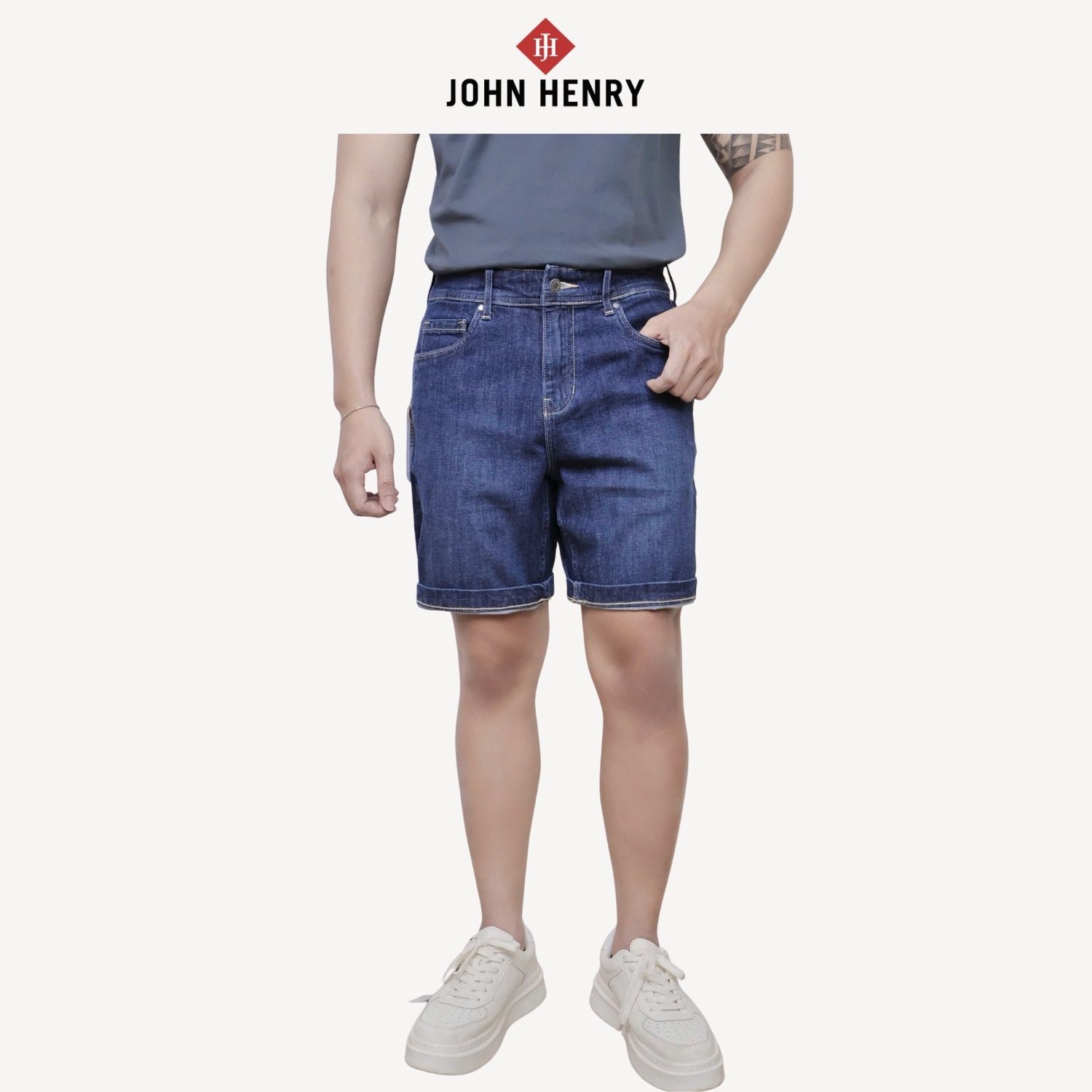Quần Short Jean Nam John Henry Trẻ Trung Năng Động SP25FH31C-AKJN
