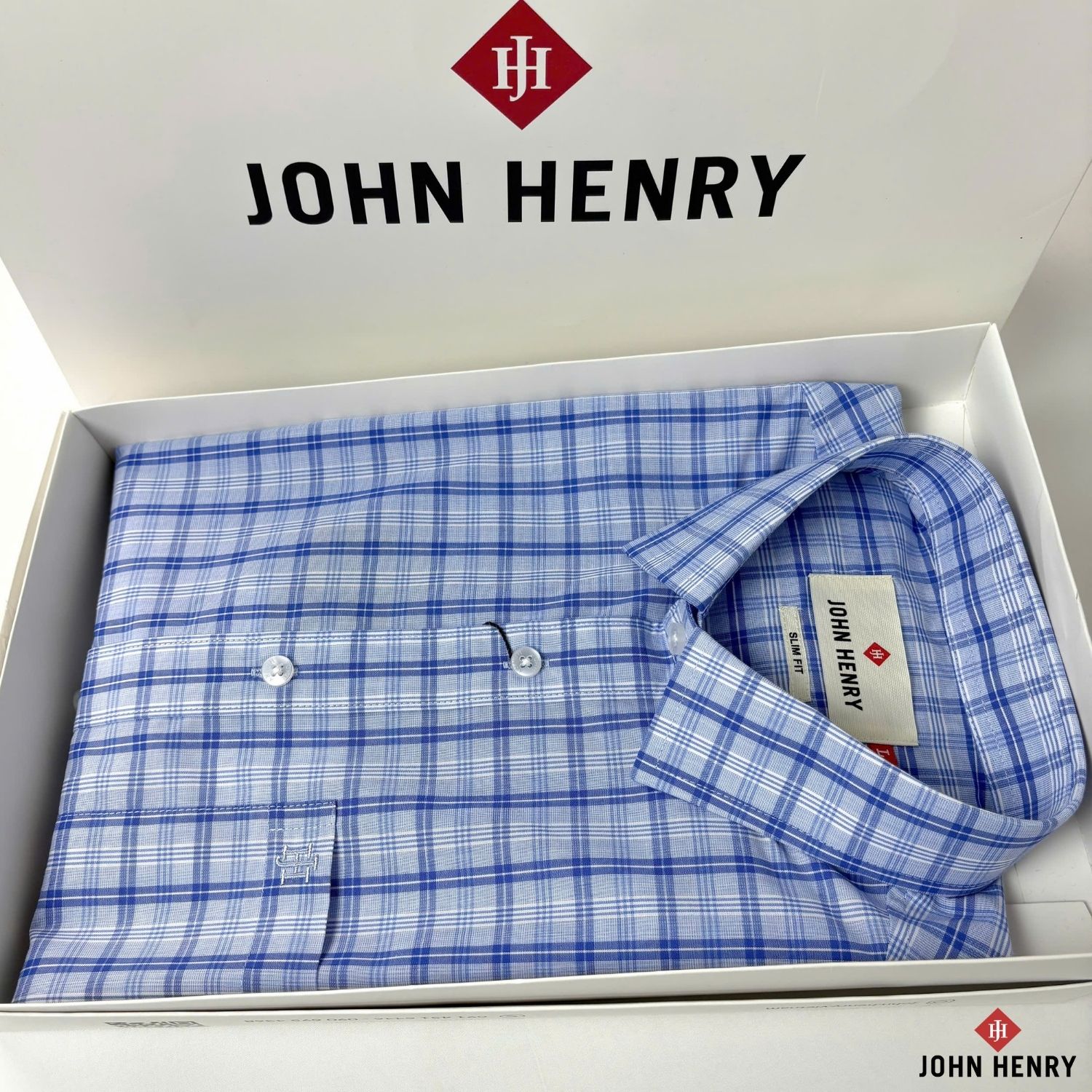 Áo Sơ Mi Nam Ngắn Tay John Henry Form Ôm WS25SS55C-SD