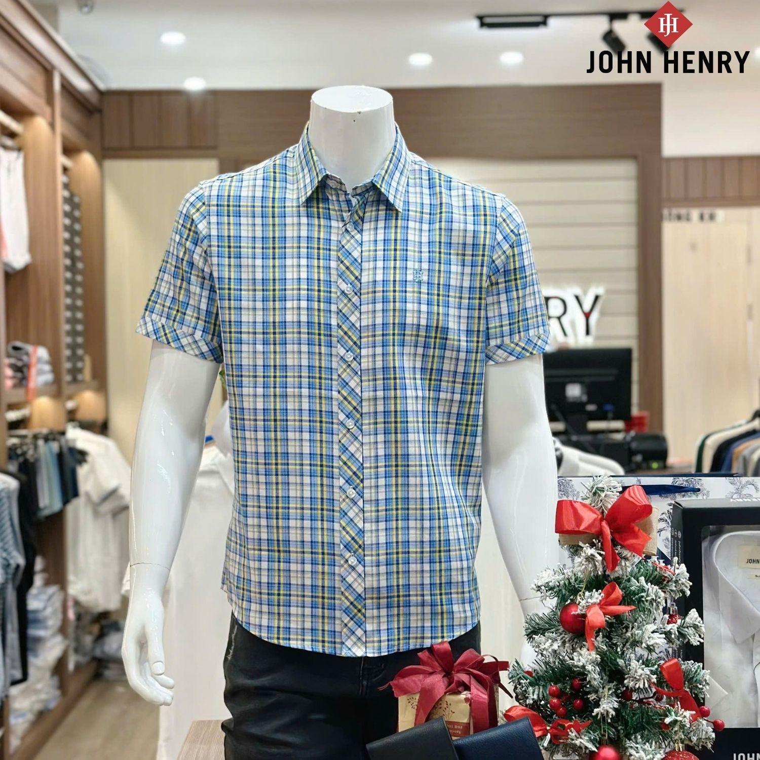 Áo Sơ Mi Nam Ngắn Tay John Henry Form Vừa WS25SS07P-SC