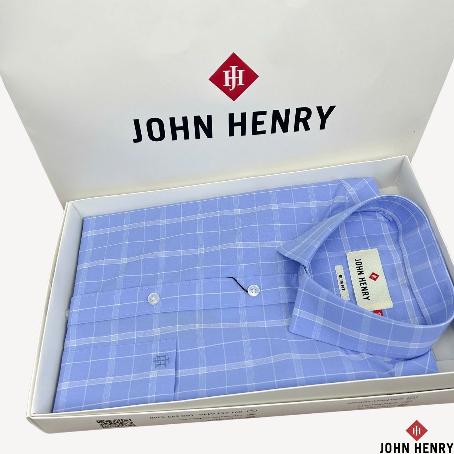 Áo Sơ Mi Nam Ngắn Tay John Henry Form Ôm WS25SS50T-SD