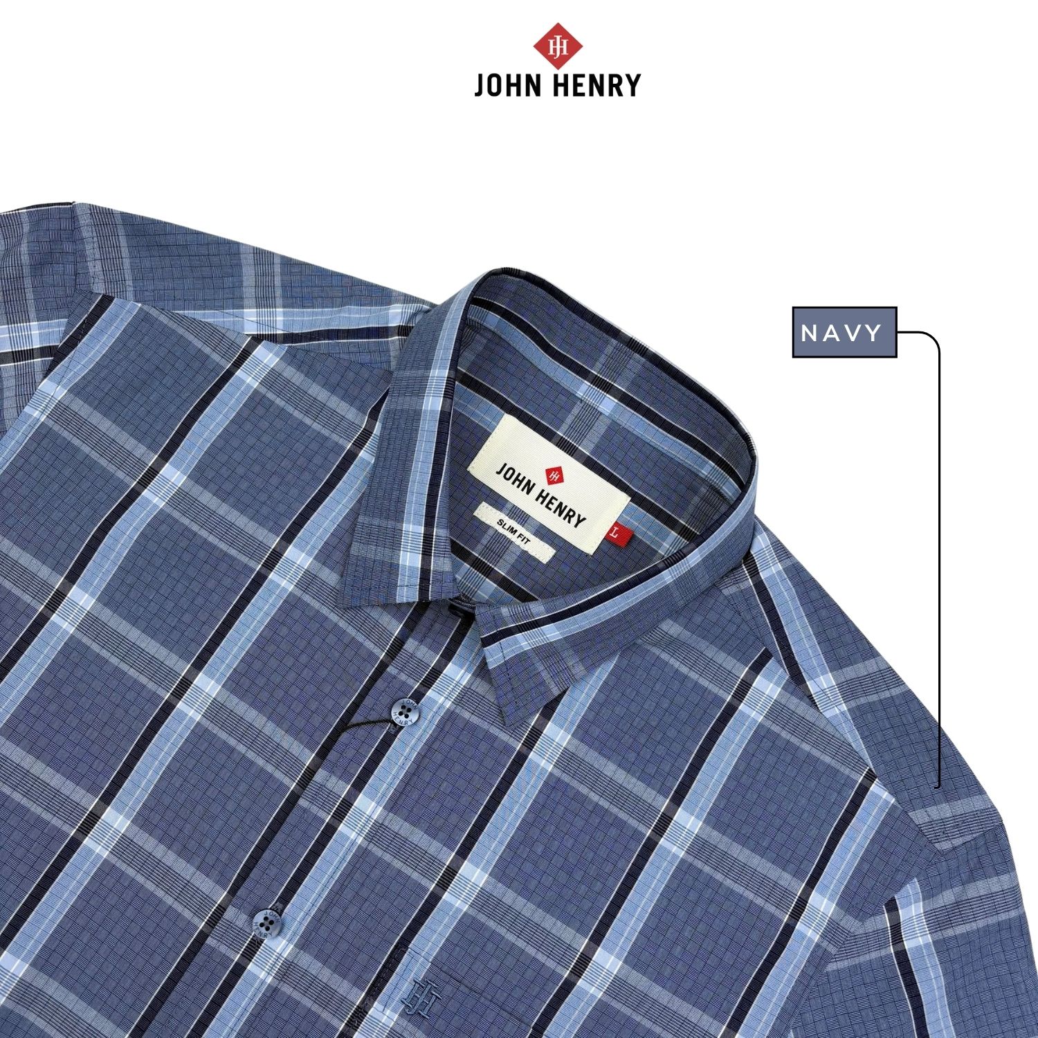 Áo Sơ Mi Nam Tay Ngắn John Henry Caro WS25FH85C-SDBB