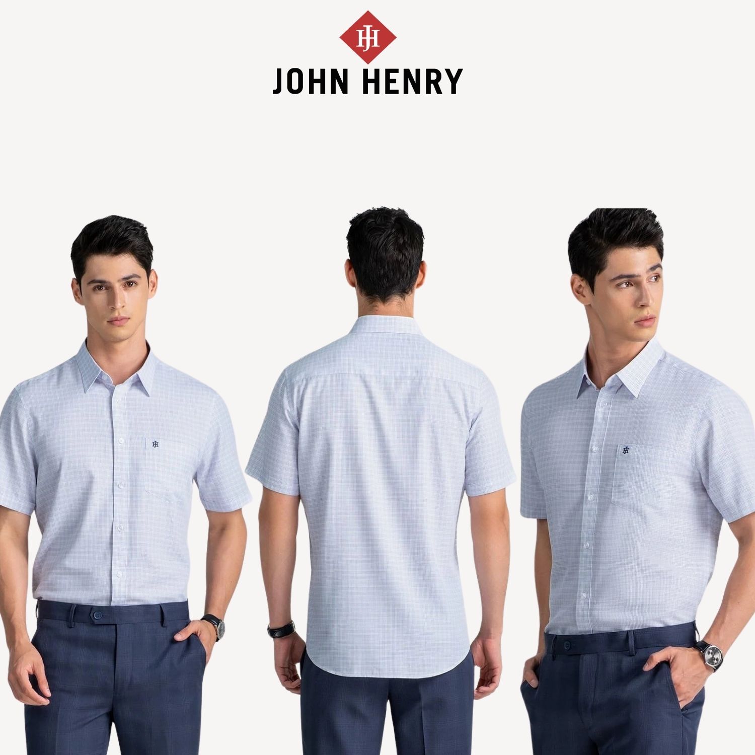 Áo Sơ Mi Nam Tay Ngắn John Henry Caro WS25SS32P-SDBB