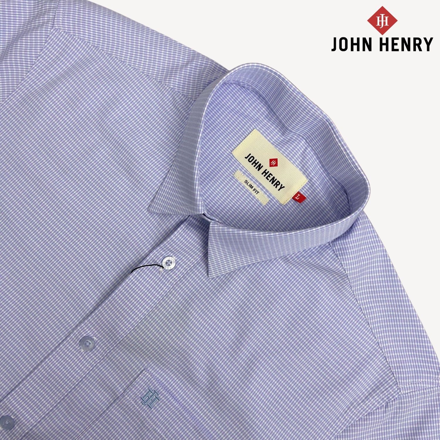 Áo Sơ Mi Nam Tay Ngắn John Henry, họa tiết WS25SS45T-SDBB