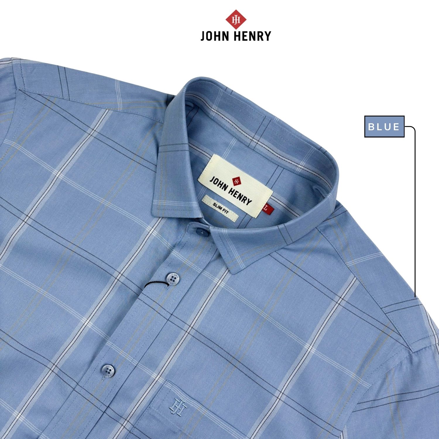 Áo Sơ Mi Nam Tay Ngắn John Henry Caro WS25FH87T-SDBB