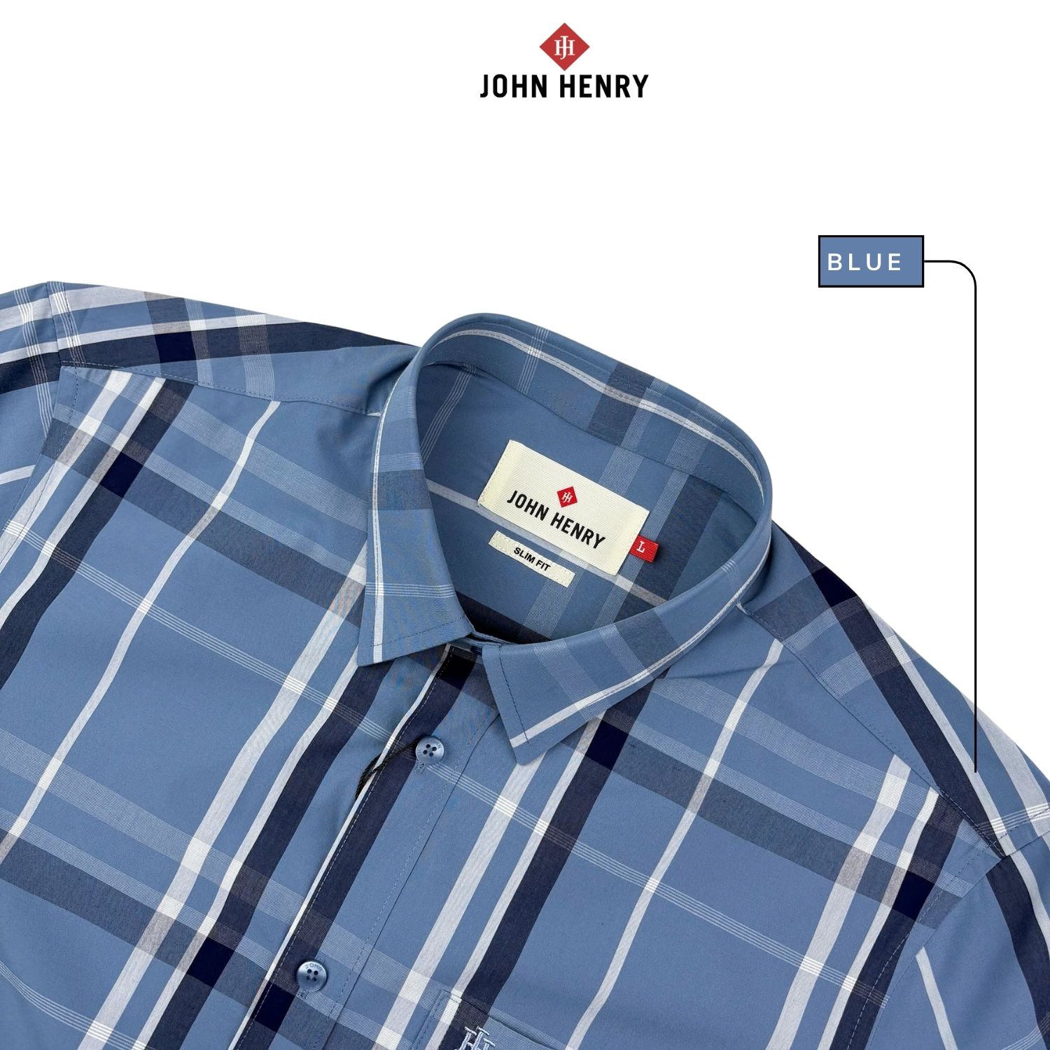 Áo Sơ Mi Nam Tay Ngắn John Henry Caro WS25FH96C-SDBB