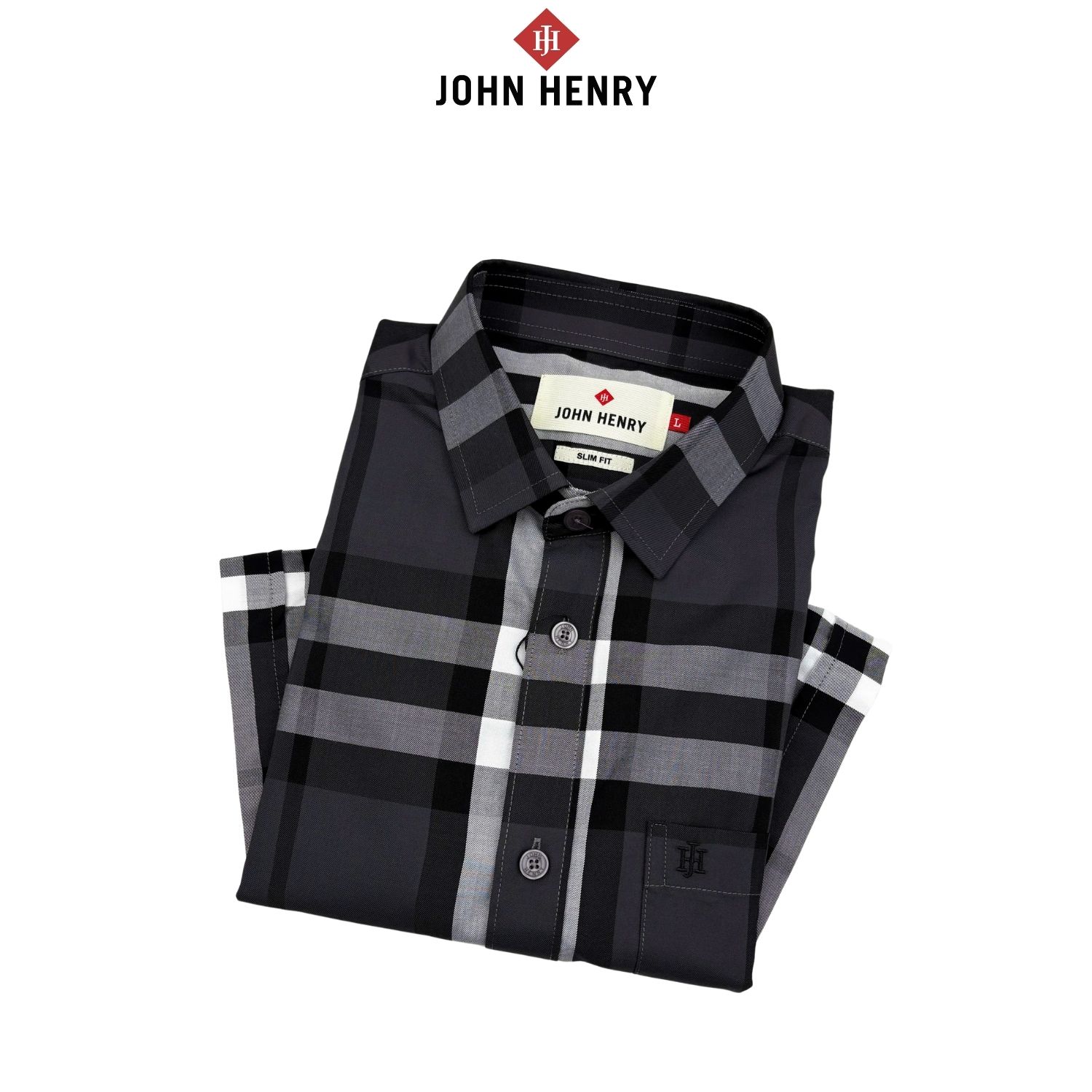 Áo Sơ Mi Nam Tay Ngắn John Henry Caro WS25FH90T-SDBB