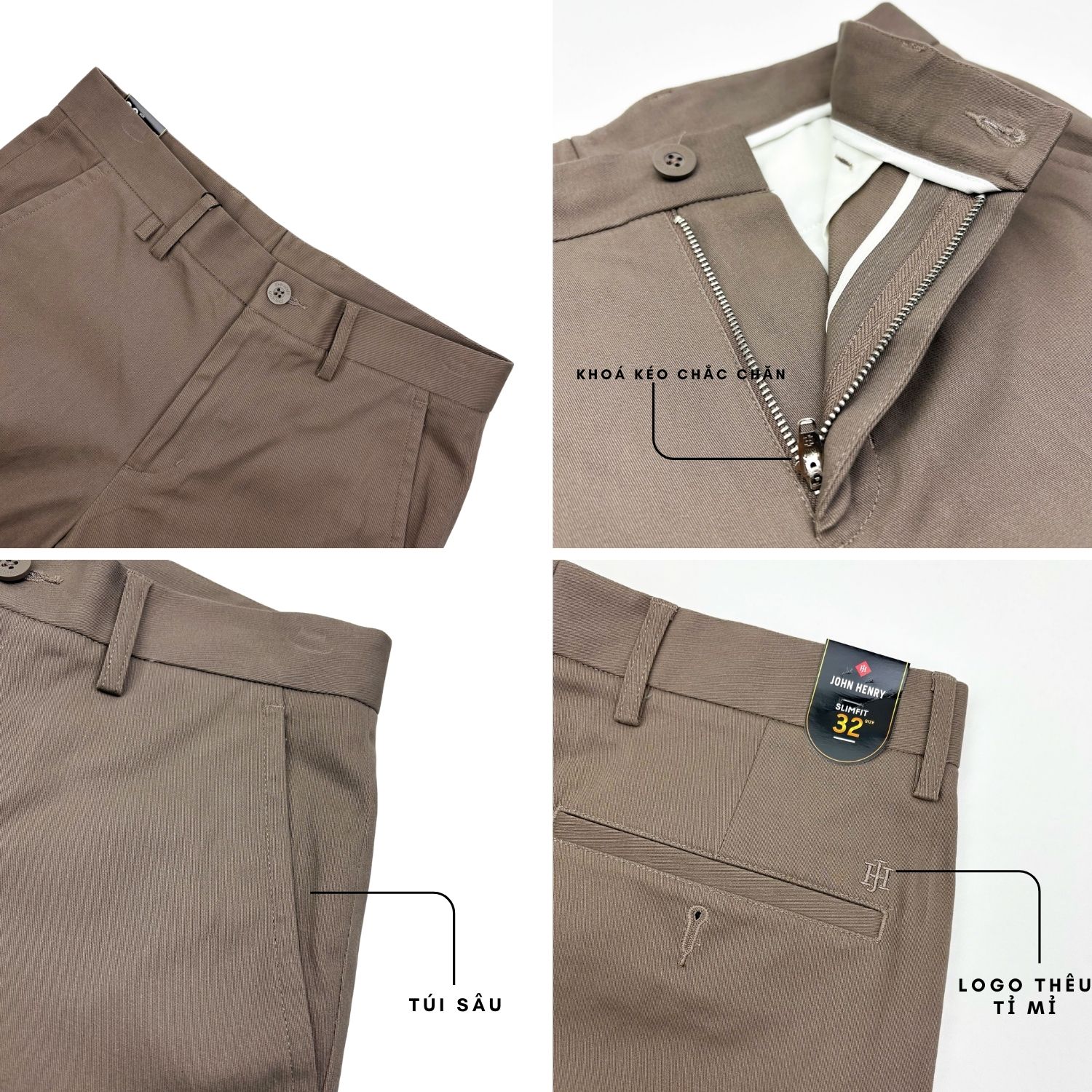 Quần Kaki Nam John Henry KP25FH16T-NMSL - Slim Fit - Form Ôm