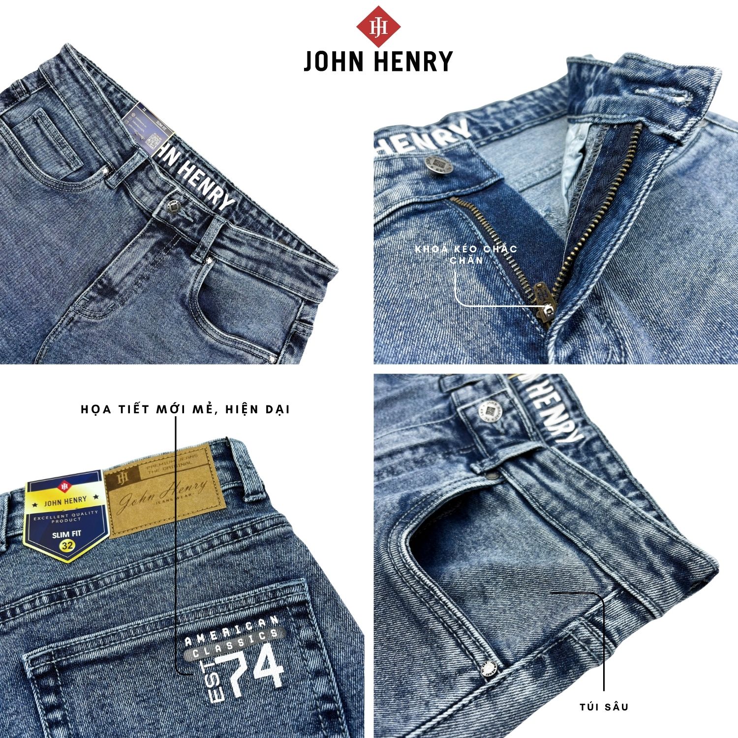 Quần Jeans Nam Form Ôm JN25FH45P-SL