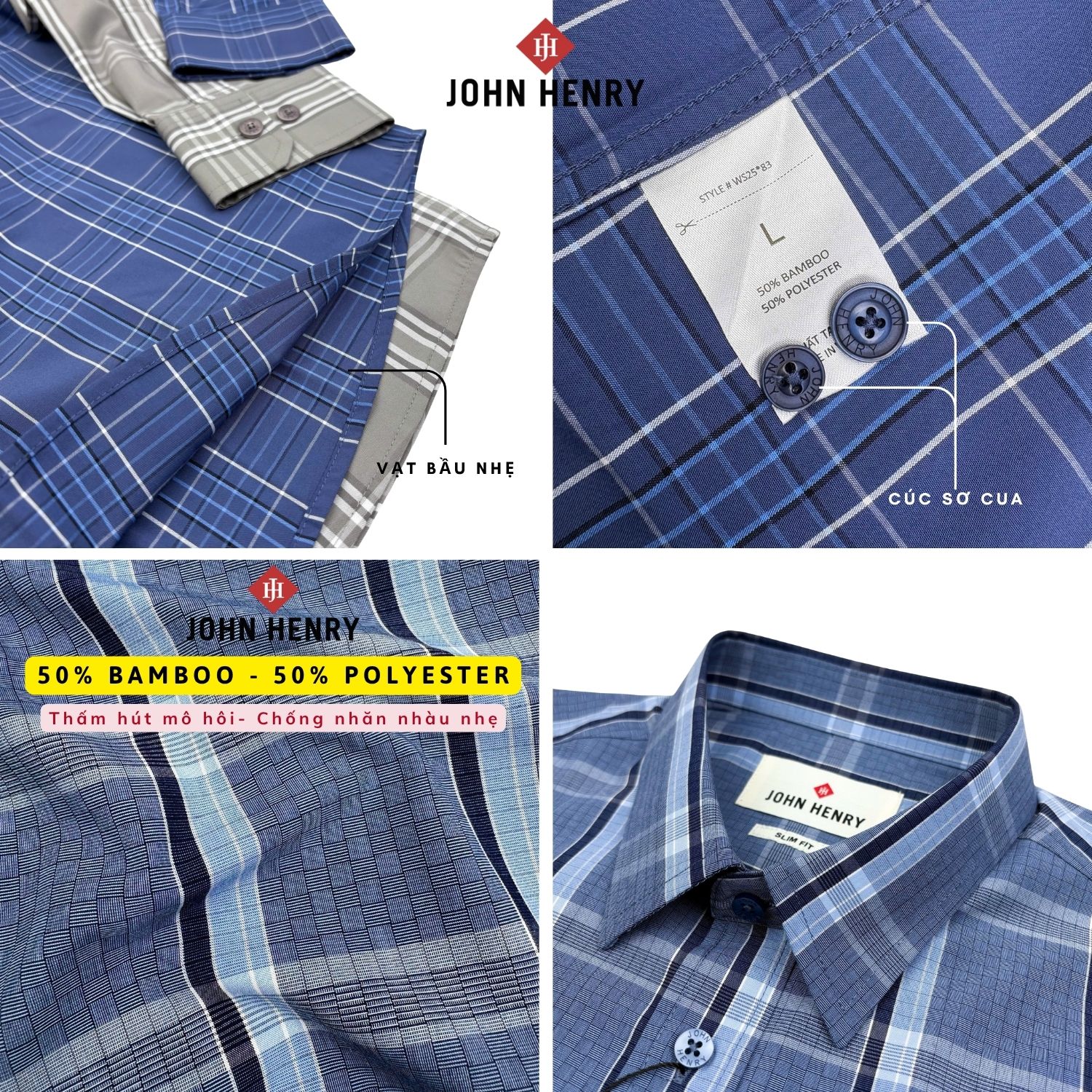 Áo Sơ Mi Nam Tay Dài John Henry Caro WS25FH83T-LDBB