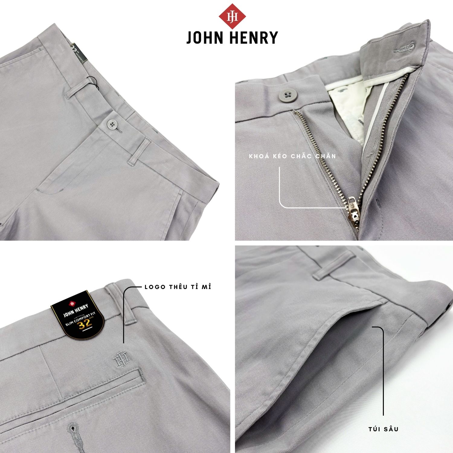 Quần Kaki Nam John Henry KP25SS15P-NMSC - Slim Fit - Form Ôm