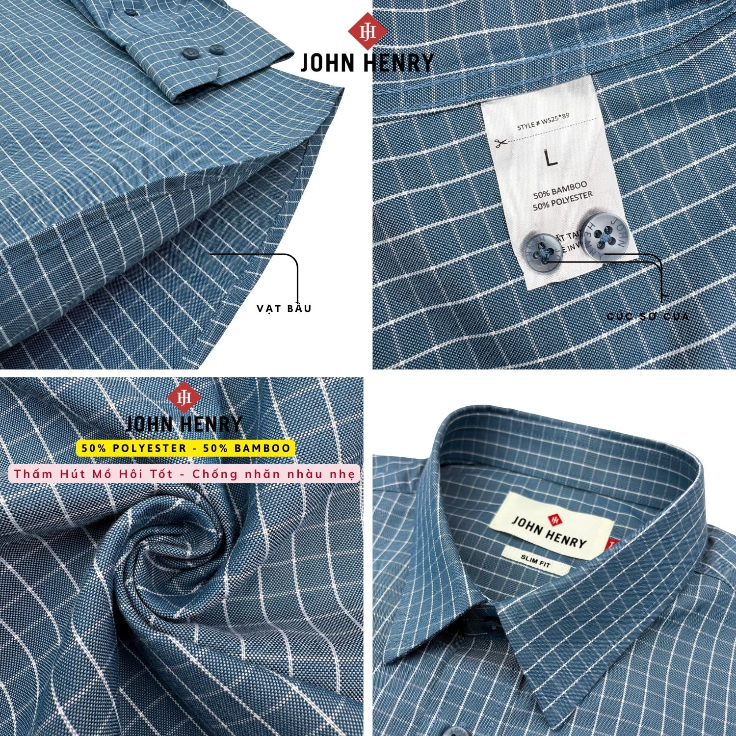 Áo Sơ Mi Nam Tay Dài John Henry Caro WS25FH89T-LDBB