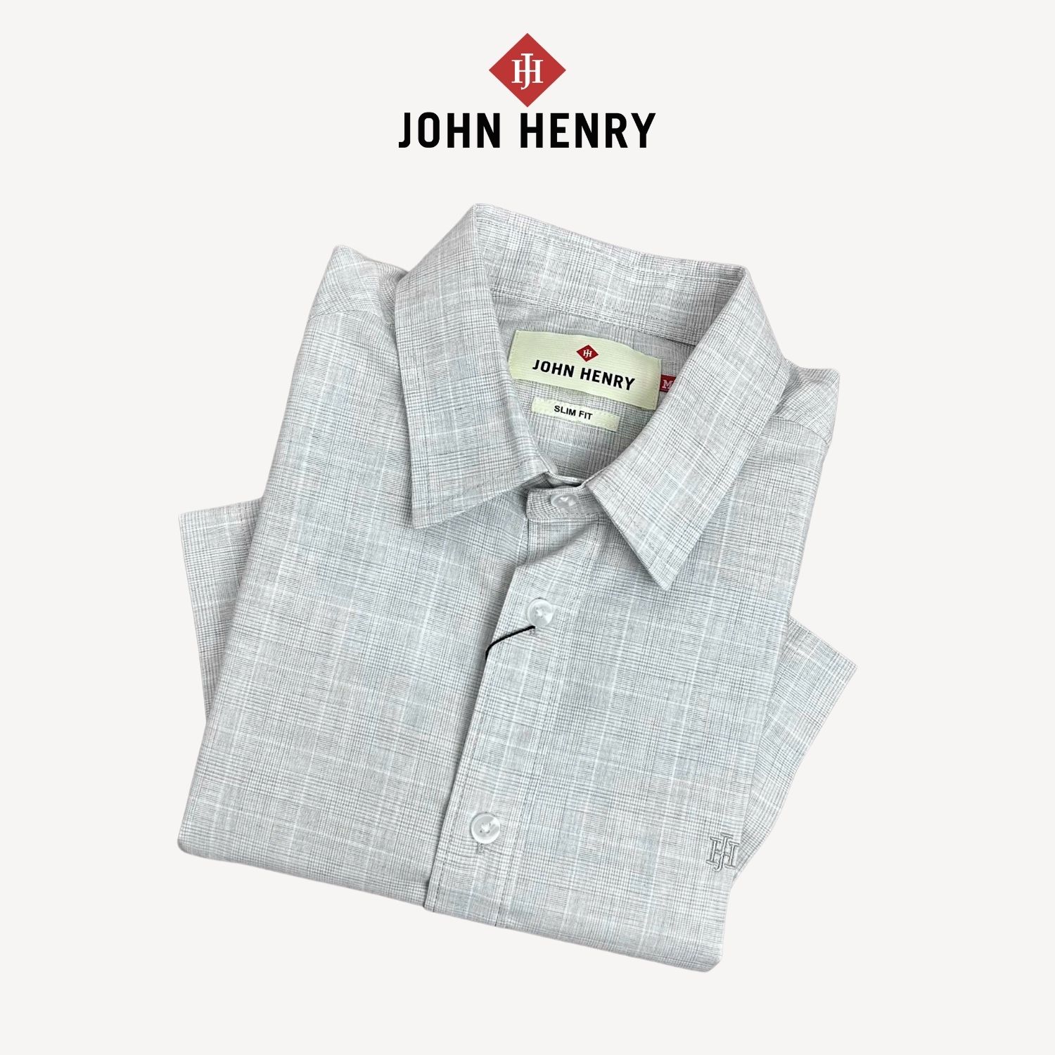 Áo Sơ Mi Nam Tay Ngắn John Henry, họa tiết WS25SS29P-SC