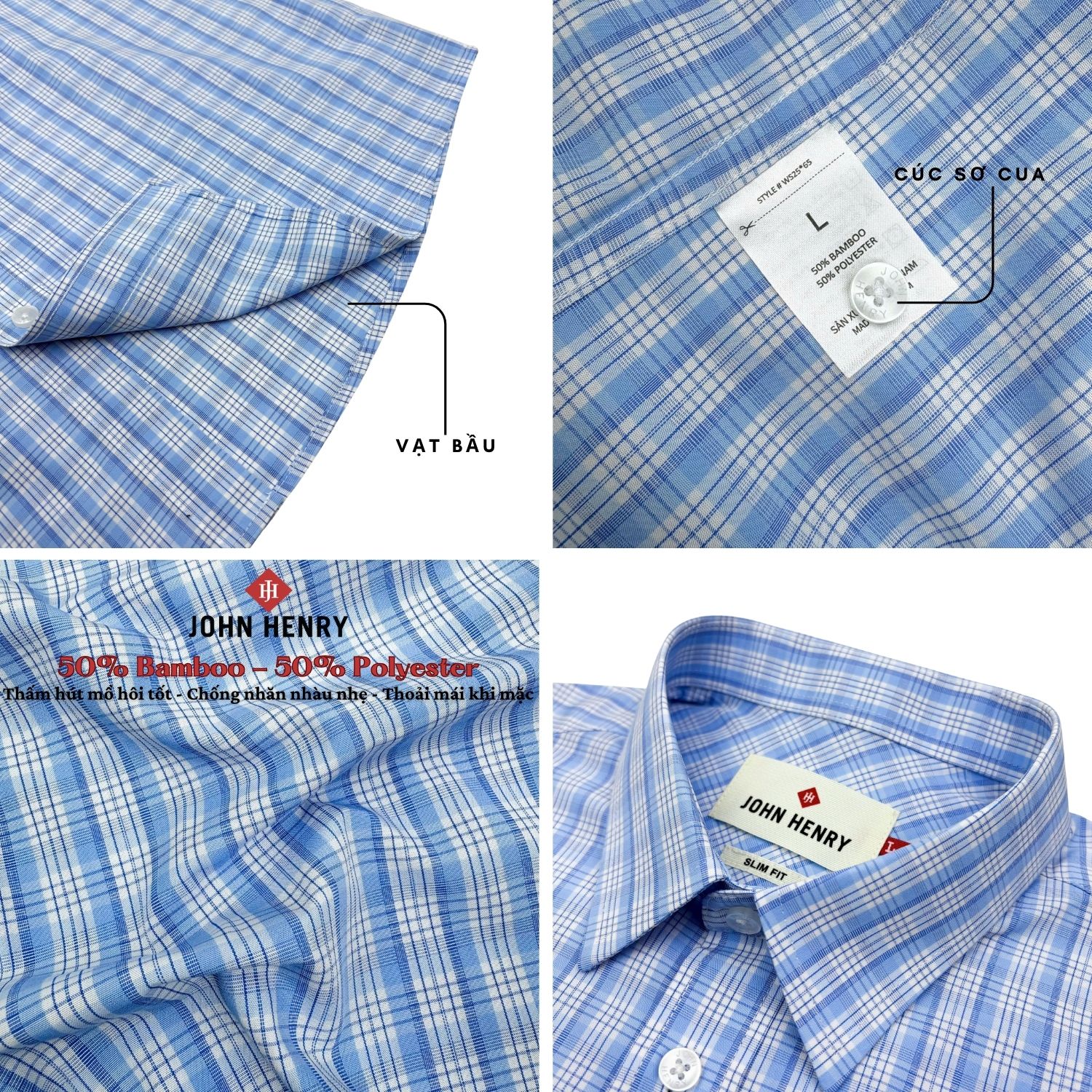 Áo Sơ Mi Nam Tay Ngắn Caro Form Ôm WS25FH65P-SDBB