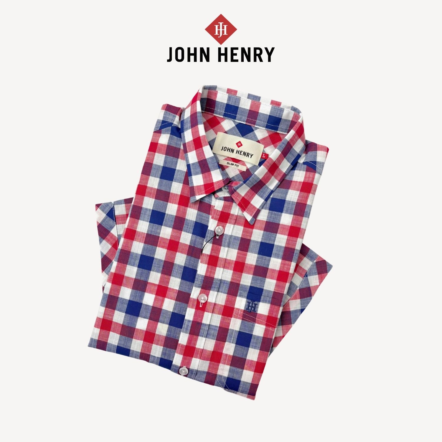 Áo Sơ Mi Nam Ngắn Tay John Henry Form Ôm WS25SS53P-SC