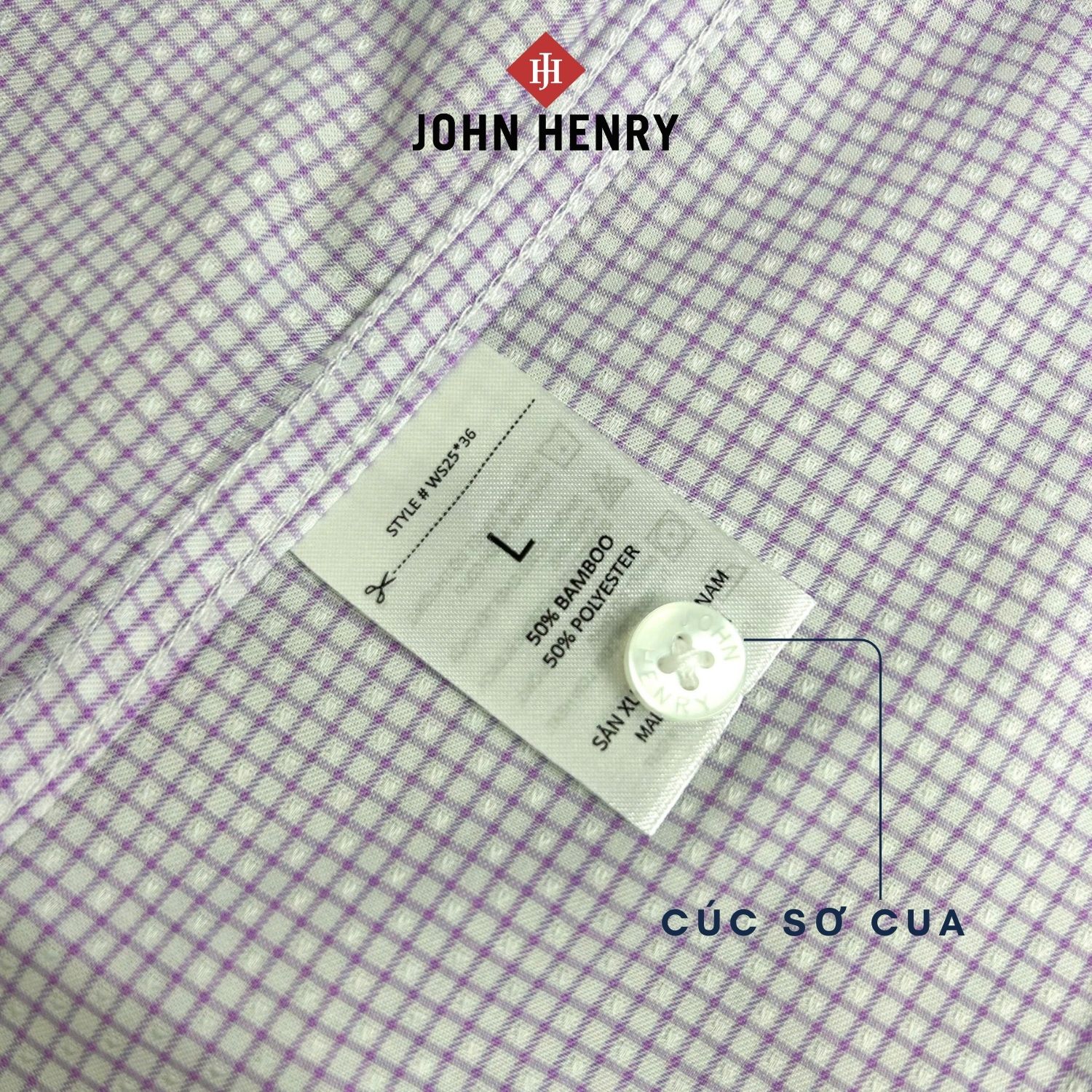 Áo Sơ Mi Nam Tay Ngắn John Henry họa tiết Caro WS25SS36T-SDBB