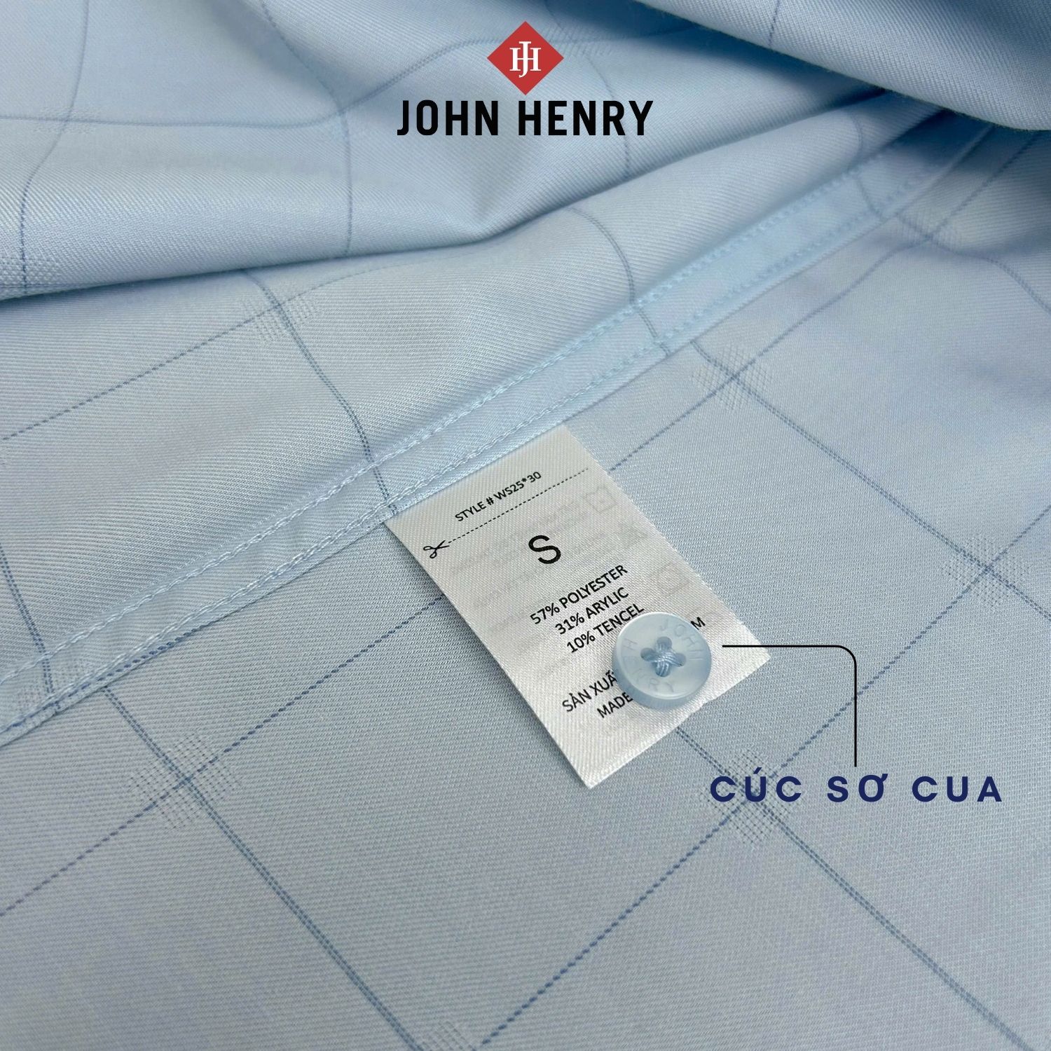 Áo Sơ Mi Nam Tay Ngắn John Henry họa tiết WS25SS30P-SD