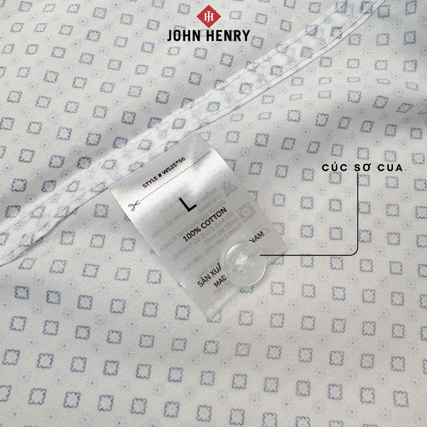 Áo Sơ Mi Nam Ngắn Tay John Henry Họa Tiết Form Ôm WS25SS56P-CF