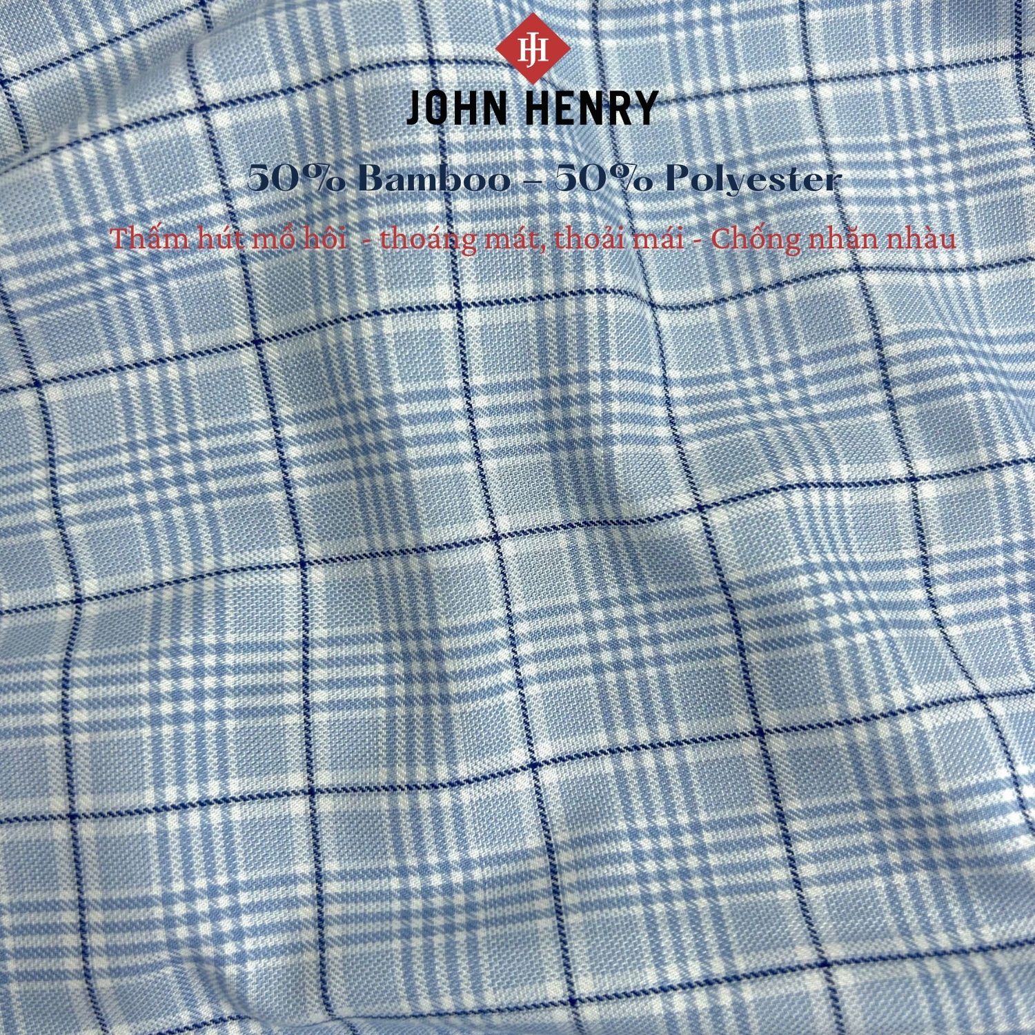 Áo Sơ Mi Nam Tay Ngắn John Henry, họa tiết Caro WS25SS37T-SDBB