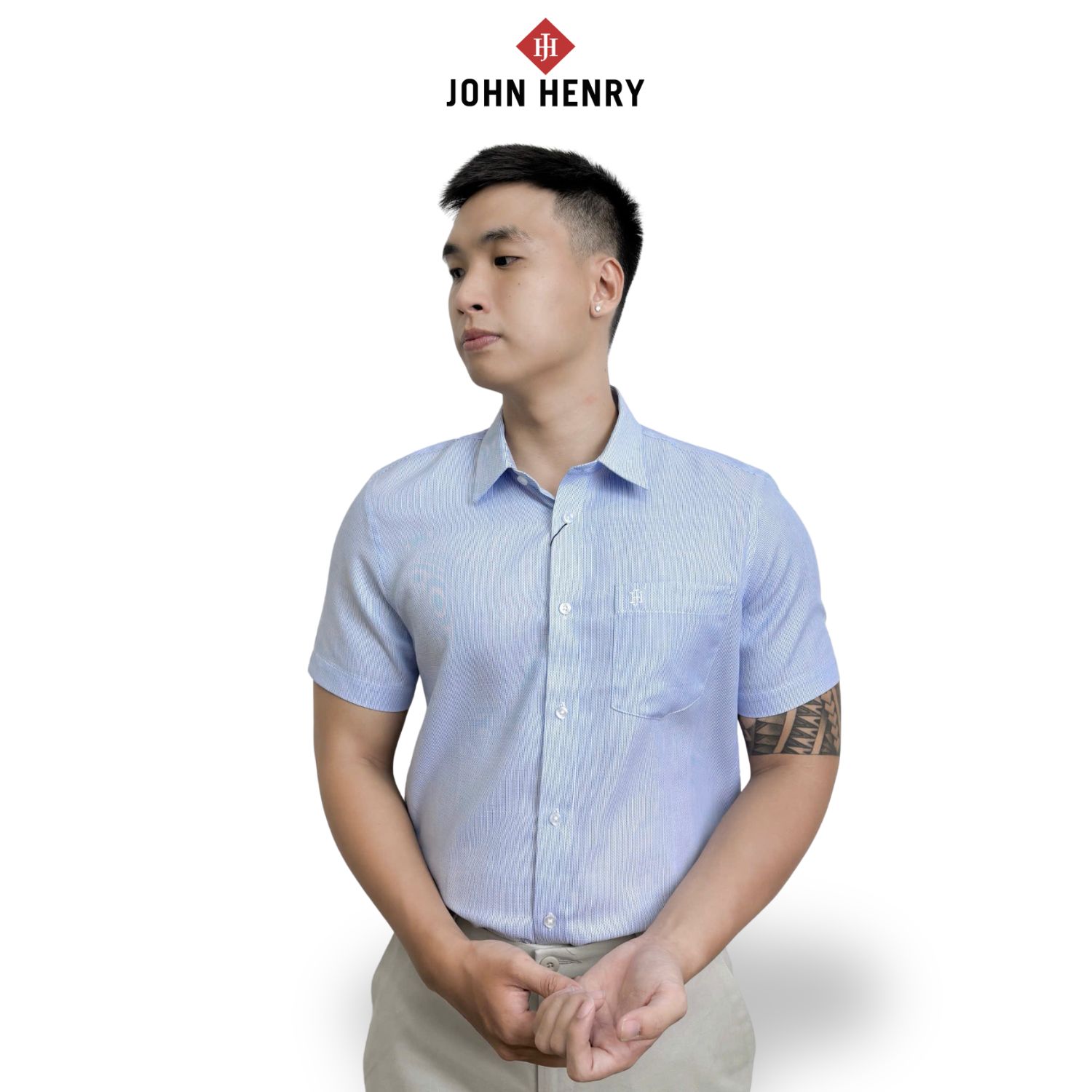 Áo Sơ Mi Nam Tay Ngắn họa tiết, lịch lãm, thời thượng WS25FH81P-SDBB