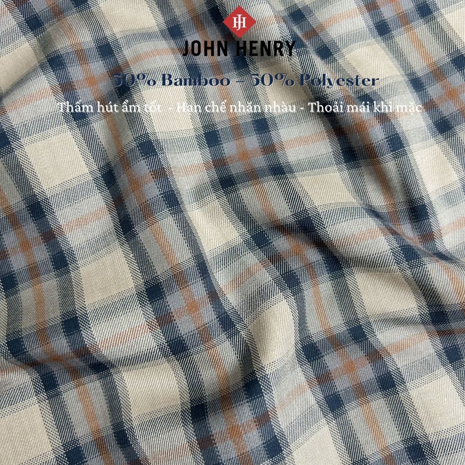 Áo Sơ Mi Nam Tay Dài John Henry, họa tiết Caro WS25SS35T-LCBB